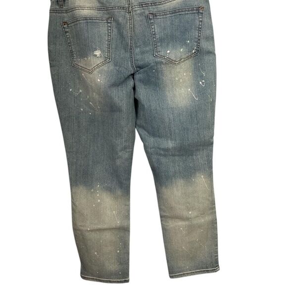 NWT! Dollhouse Junior Girl sz 15 Blue Jean distressed rips & paint Capri skinny - Picture 2 of 7